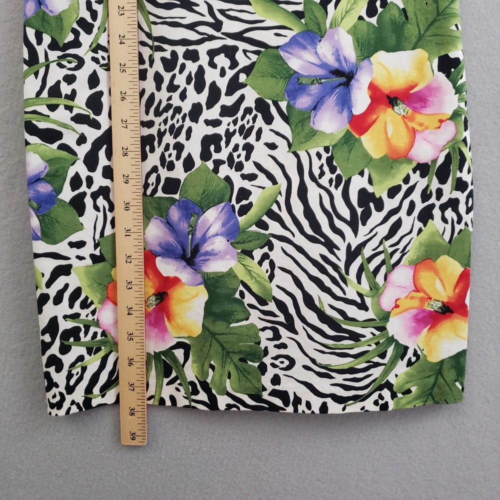 Madison Women Size 4 Tropical Floral Animal Print Sheath Dress V-Neck Cotton Mix - Picture 6 of 15